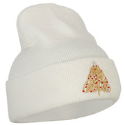 Glitter Merry Christmas Tree Embroidered Long Knitted Beanie