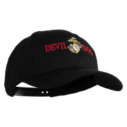 Devil Dog Embroidered 6 Panel Structured Cotton Twill Cap Made in USA - Black OSFM