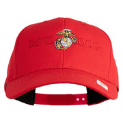 Devil Dog Embroidered 6 Panel Structured Cotton Twill Cap Made in USA - Red OSFM