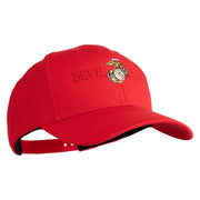 Devil Dog Embroidered 6 Panel Structured Cotton Twill Cap Made in USA - Red OSFM