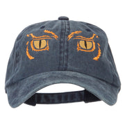 Big Yellow Eyes Embroidered Unstructured Cotton Cap