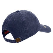 Licensed Star US Army Veteran Military Embroidered Washed Solid Pigment Dyed Cotton Twill Brass Buckle Cap - Navy OSFM