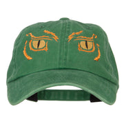 Big Yellow Eyes Embroidered Unstructured Cotton Cap