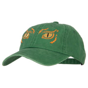 Big Yellow Eyes Embroidered Unstructured Cotton Cap