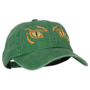 Big Yellow Eyes Embroidered Unstructured Cotton Cap