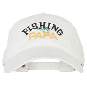 Fishing Papa Embroidered Washed Cotton Twill Cap