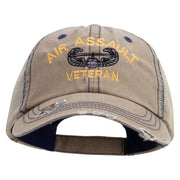 Licensed Air Assault Veteran Embroidered Low Profile Special Cotton Mesh Cap - Khaki OSFM
