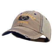 Licensed Air Assault Veteran Embroidered Low Profile Special Cotton Mesh Cap - Khaki OSFM