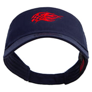 Chequered Flag Logo Embroidered Cotton Twill Sun Visor - Navy OSFM