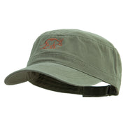 Aardvark Embroidered Garment Washed Adjustable Army Cap - Olive-Green OSFM