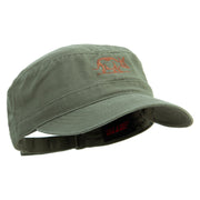 Aardvark Embroidered Garment Washed Adjustable Army Cap - Olive-Green OSFM