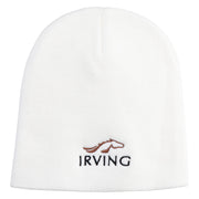 Irving City Embroidered 8 inch Acrylic Short Blank Beanie - White OSFM