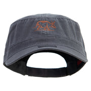 Aardvark Embroidered Garment Washed Adjustable Army Cap - Charcoal-Grey OSFM