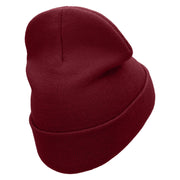 Moon Rose Embroidered 12 Inch Long Knitted Beanie - Maroon OSFM