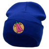 Chile Flower Embroidered 12 Inch Long Knitted Beanie - Royal OSFM