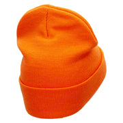 Costa Rica Flower Embroidered 12 Inch Long Knitted Beanie - Orange OSFM