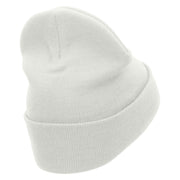 Venezuela Flower Embroidered 12 Inch Long Knitted Beanie - White OSFM