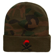 The Pirate Camo Knit Long Beanie with Cuff - Green OSFM