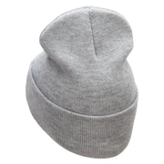 The Stethoscope Embroidered 12 Inch Long Knitted Beanie - Heather-Grey OSFM