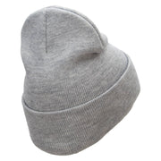 The Stethoscope Embroidered 12 Inch Long Knitted Beanie - Heather-Grey OSFM