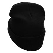 The Stethoscope Embroidered 12 Inch Long Knitted Beanie - Black OSFM