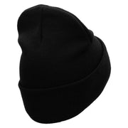 The Stethoscope Embroidered 12 Inch Long Knitted Beanie - Black OSFM