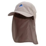 Aqua Lion Flag Embroidered Flap Hats - Khaki OSFM