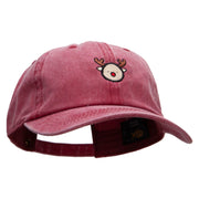 Reindeer Cartoon Embroidered Unstructured Pigment Dyed Cotton Cap - Wine OSFM