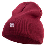 Stay Wild Embroidered 8 inch Acrylic Short Blank Beanie - Maroon OSFM