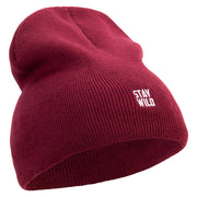 Stay Wild Embroidered 8 inch Acrylic Short Blank Beanie - Maroon OSFM