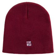 Stay Wild Embroidered 8 inch Acrylic Short Blank Beanie - Maroon OSFM