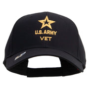 Licensed Star US Army Veteran Military Embroidered Solid Cotton Twill Low Profile Strap Cap - Black OSFM