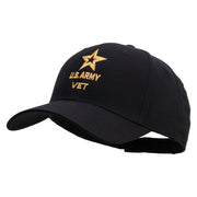 Licensed Star US Army Veteran Military Embroidered Solid Cotton Twill Low Profile Strap Cap - Black OSFM