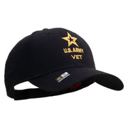 Licensed Star US Army Veteran Military Embroidered Solid Cotton Twill Low Profile Strap Cap - Black OSFM
