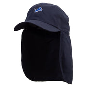 Aqua Lion Flag Embroidered Flap Hats - Navy OSFM