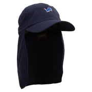 Aqua Lion Flag Embroidered Flap Hats - Navy OSFM