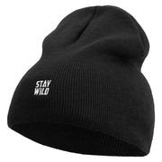 Stay Wild Embroidered 8 inch Acrylic Short Blank Beanie - Black OSFM