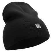 Stay Wild Embroidered 8 inch Acrylic Short Blank Beanie - Black OSFM