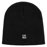 Stay Wild Embroidered 8 inch Acrylic Short Blank Beanie - Black OSFM