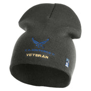 US Air Force Veteran with Wing Symbol Embroidered 8" Short Beanie - Charcoal OSFM