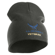 US Air Force Veteran with Wing Symbol Embroidered 8" Short Beanie - Charcoal OSFM