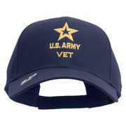 Licensed Star US Army Veteran Military Embroidered Solid Cotton Twill Low Profile Strap Cap - Navy OSFM