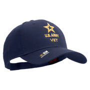Licensed Star US Army Veteran Military Embroidered Solid Cotton Twill Low Profile Strap Cap - Navy OSFM