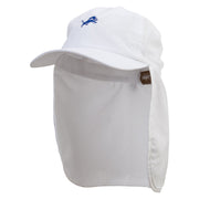 Aqua Lion Flag Embroidered Flap Hats - White OSFM