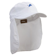 Aqua Lion Flag Embroidered Flap Hats - White OSFM