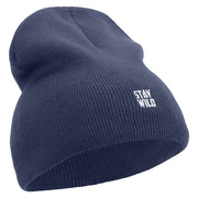 Stay Wild Embroidered 8 inch Acrylic Short Blank Beanie - Navy OSFM