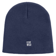 Stay Wild Embroidered 8 inch Acrylic Short Blank Beanie - Navy OSFM