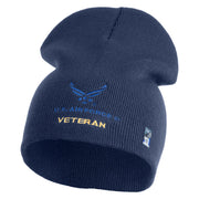 US Air Force Veteran with Wing Symbol Embroidered 8" Short Beanie - Navy OSFM