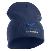 US Air Force Veteran with Wing Symbol Embroidered 8" Short Beanie - Navy OSFM