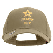 Licensed Star US Army Veteran Military Embroidered Solid Cotton Twill Low Profile Strap Cap - Khaki OSFM